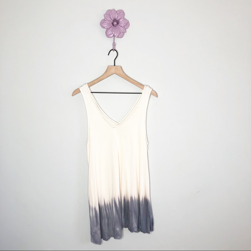 Free People Cream / Grey Dip Dye Tunic Tank Top
